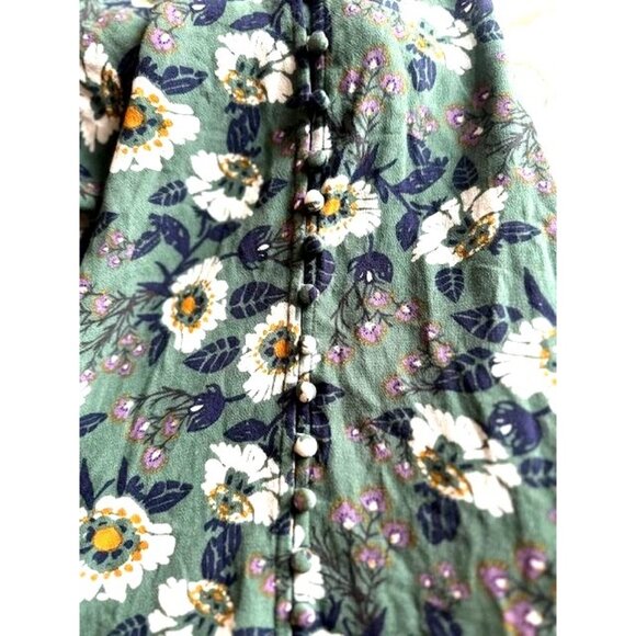 Free People Green Floral Flowy Boho Wings Long-Sleeves Tunic Top Mini Dress XS - Picture 4 of 10